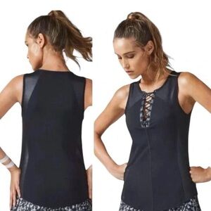 Fabletics Black Lace-Up Tank Top